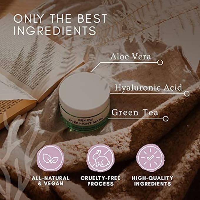 Doppeltree RENEW OVERNIGHT FACIAL MASK WITH ALOE VERA GEL & HYALURONIC ACID, ANTI AGING HYDRATING FACE MASK FOR NIGHT TIME SKIN CARE & REPAIR - FORMULATED IN SAN FRANCISCO USA - Image 3